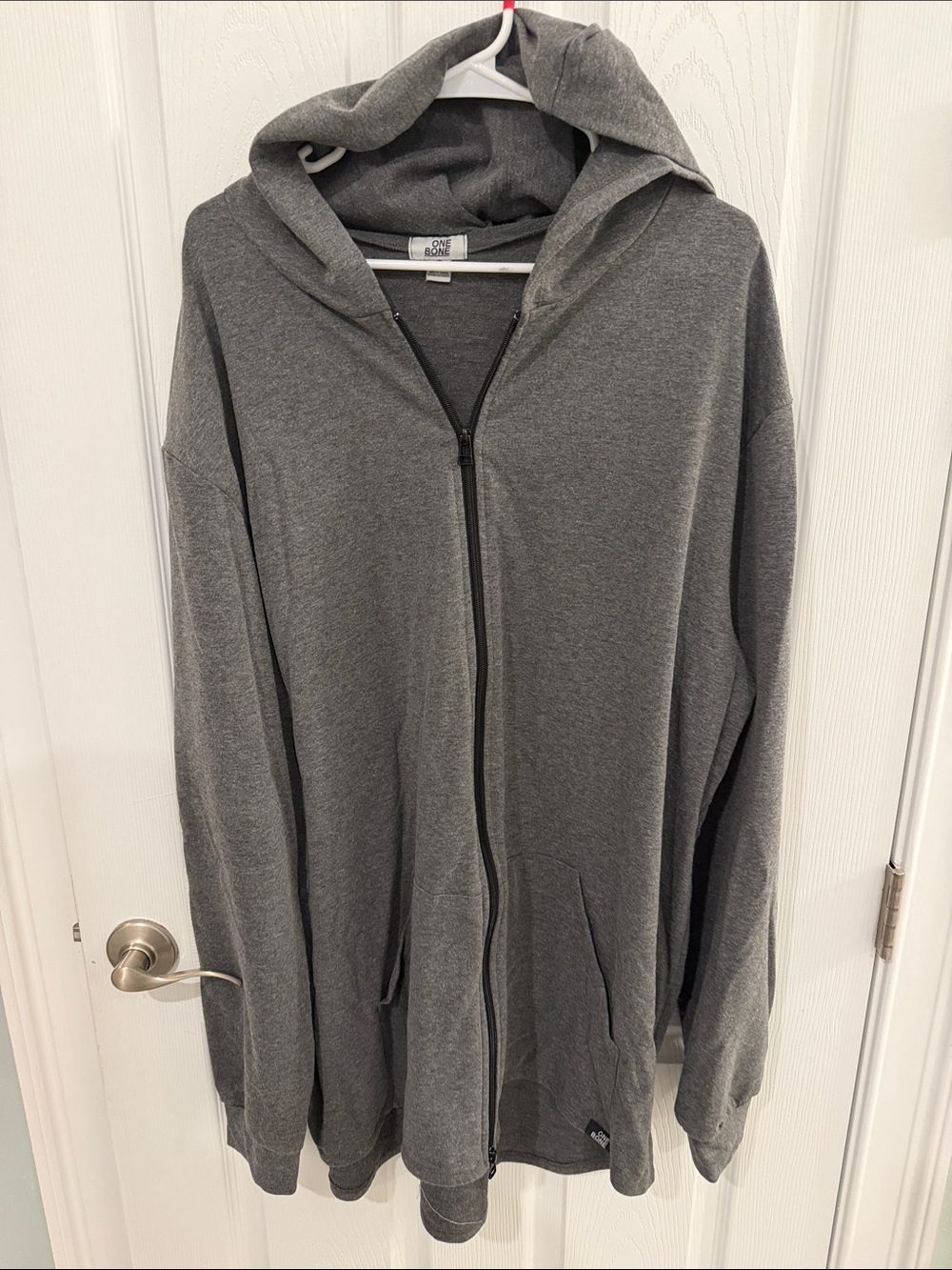 One Bone - XXL - Men's Gray Full-Zip Hoodie Sweat Shirt